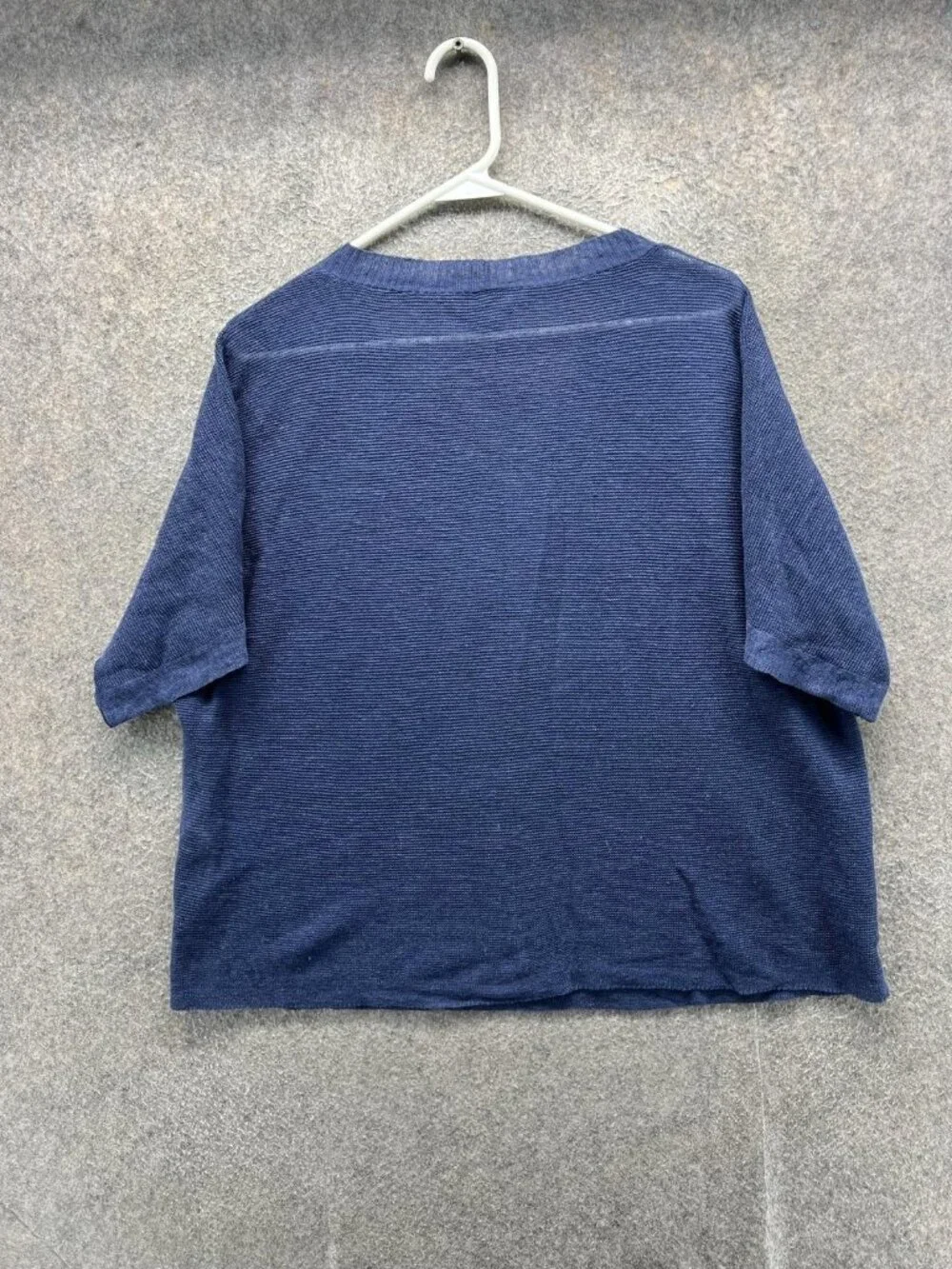 Eileen Fisher Sweater Women Small Petite Blue V Neck Short Sleeve Dolman